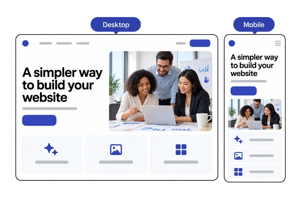 The same website shown side by side on a desktop screen and a mobile phone